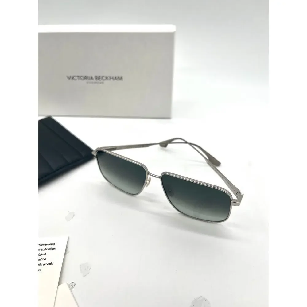VICTORIA BECKHAM NEW Coin-Edge Navigator Sunglasses, Full Inclusion, Silver